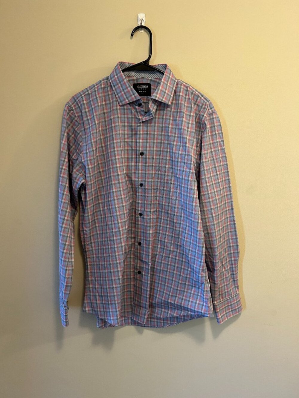 Nordstrom Men's Shop Plaid Button Down Non-Iron Trim Fit Neck 15.5